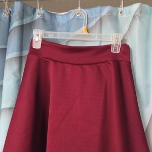 Women's High-Waist Circle Skirt - Burgundy